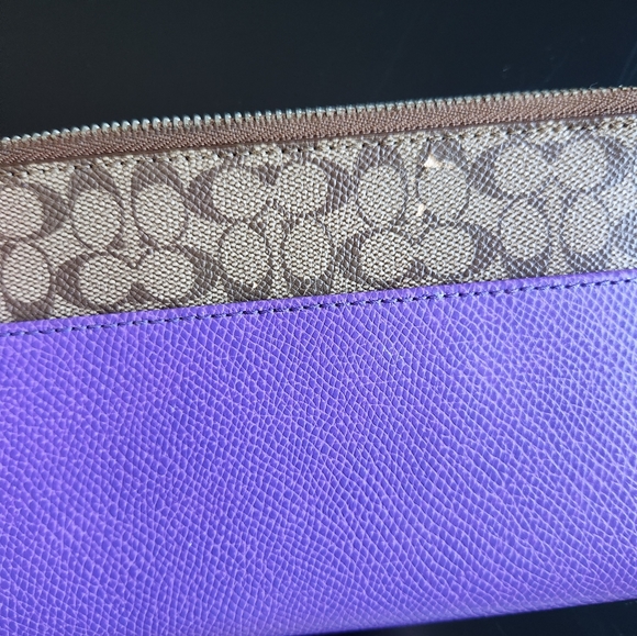 Coach 52628 Pop Slip Metallic Purple Iris Crossgrain Leather Envelope Wallet - Picture 9 of 13